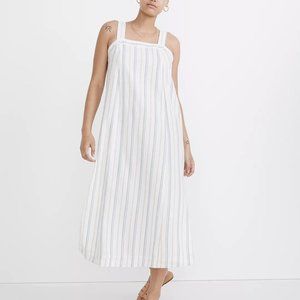 Madewell Linen-Cotton Princess-Seamed Midi Dress in Stripe